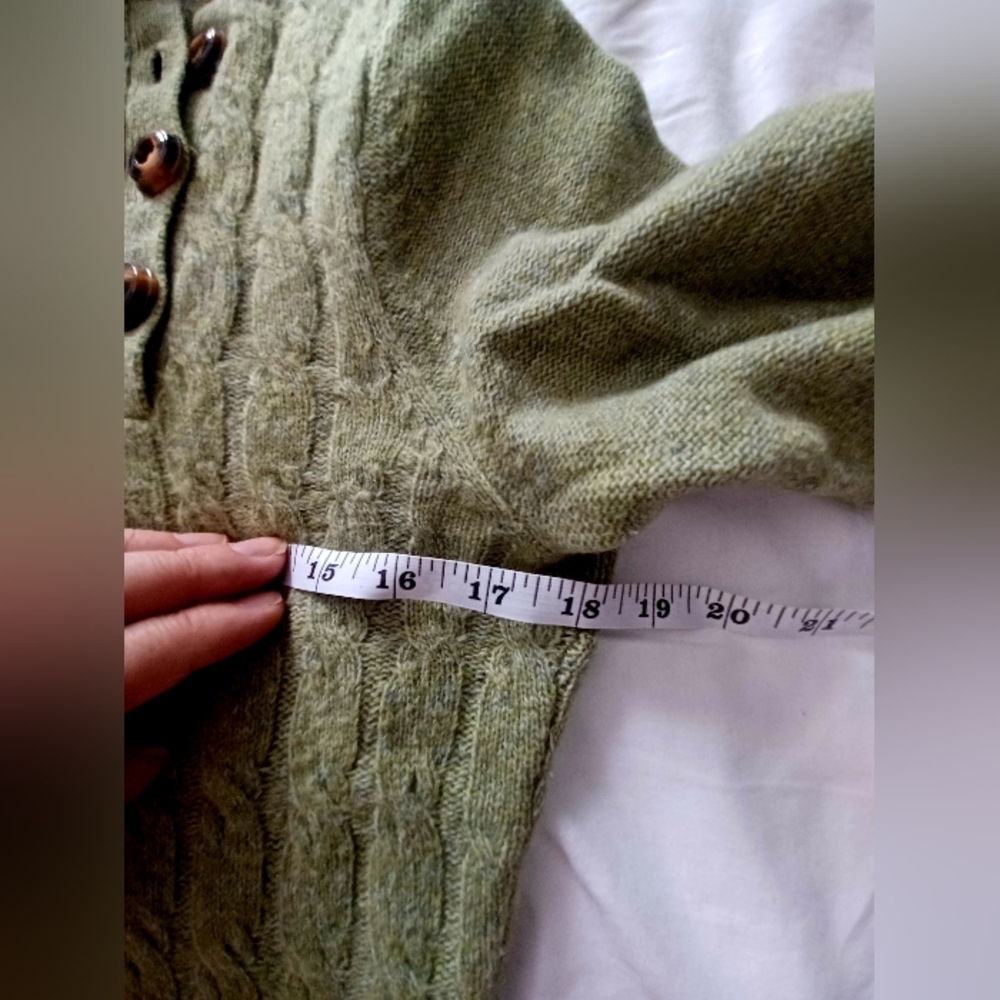 Anthropologie Moth Green Peplum Sweater with Buttons - Medium Marled Wool Blend - Picture 4 of 9